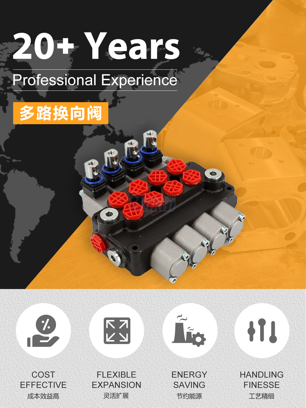DCV20 手控 4 联 单块式方向阀