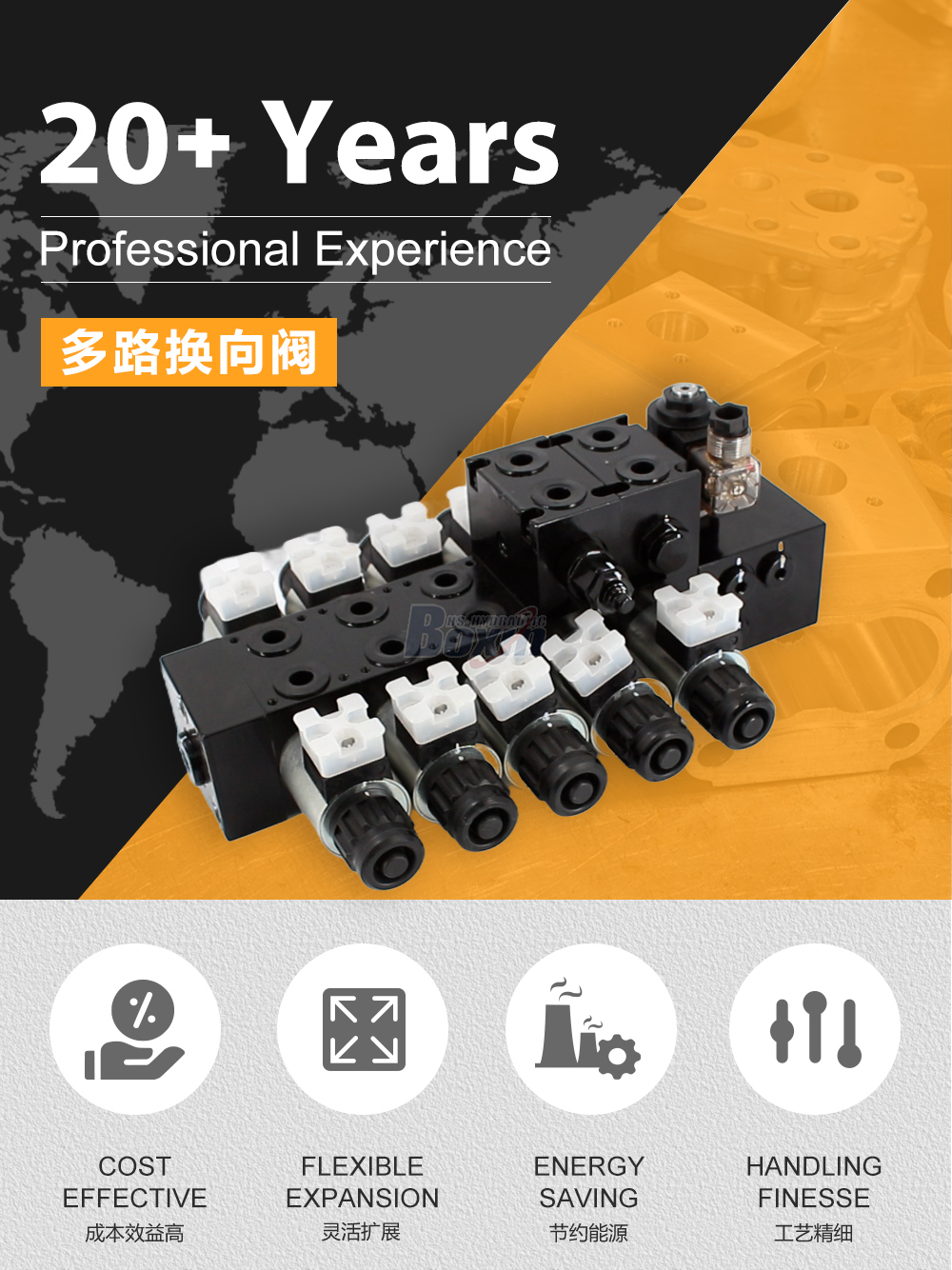 DCV56-H 电磁 5 联 分块式方向阀