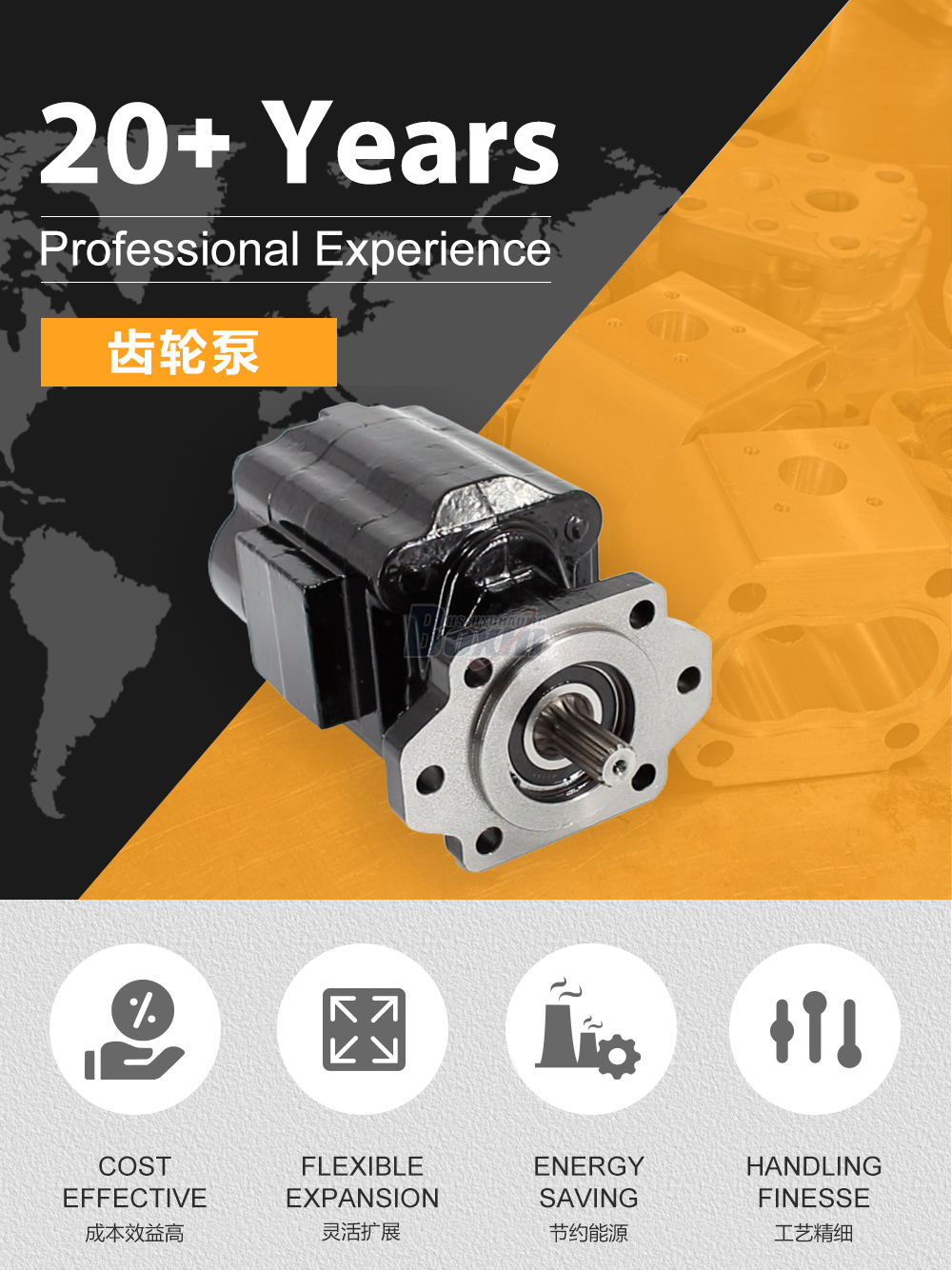 P51A646TEYR25-25 104.5 毫升/转 16 MPa (2320 psi) 液压齿轮泵