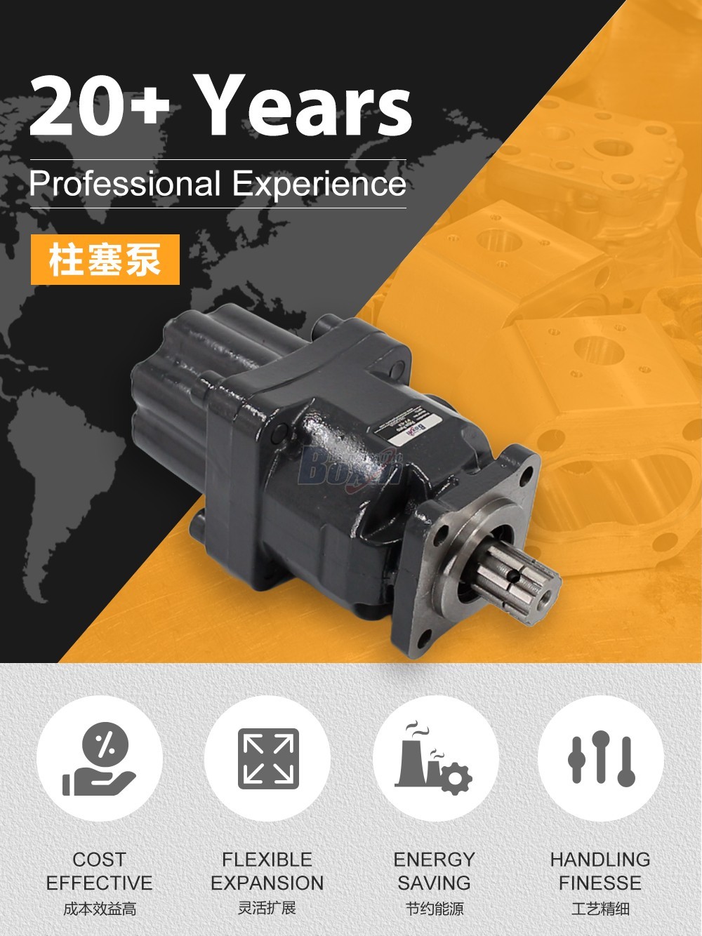 P7-63-GRAY 63 毫升/转 25 MPa (3625 psi) 液压柱塞泵