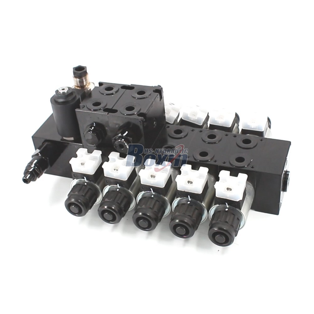 DCV56-H Series Hydraulic 5 Spool Solenoid Sectional Valve Assembly cover photo