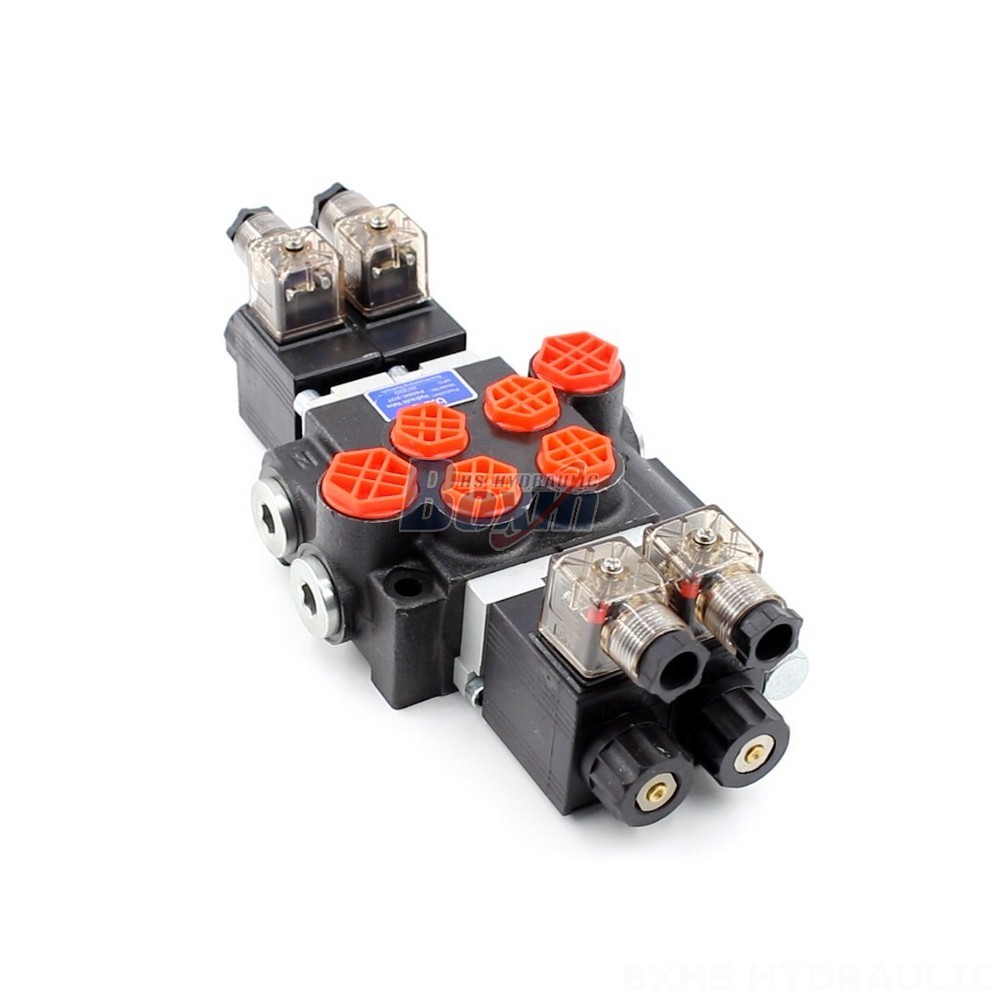 Sectional Hydraulic Control Valves Customized P40 Solenoid 2 Spool Monoblock Directional Valves cover photo