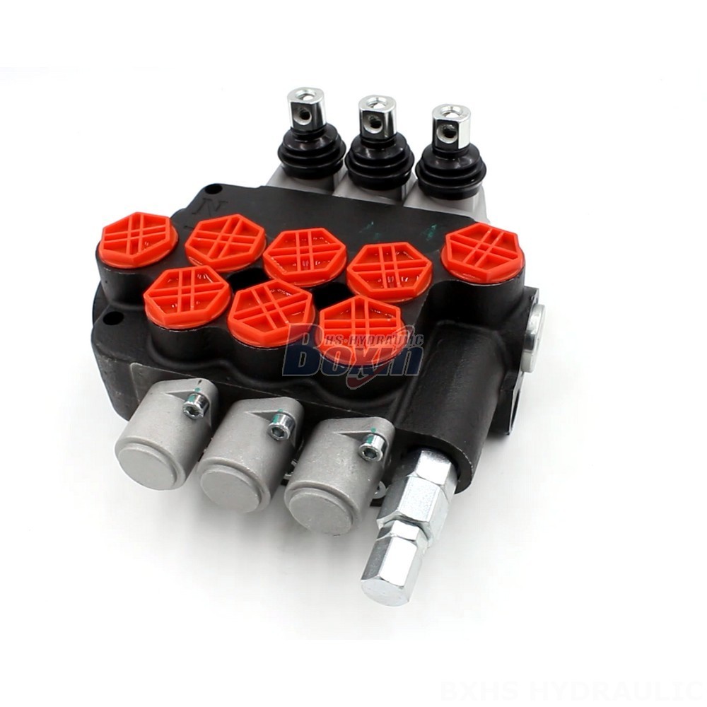 Hydraulic Flow Control Valve With Relief P80-G34-OT Manual 3 Spool Monoblock Directional Valve cover photo